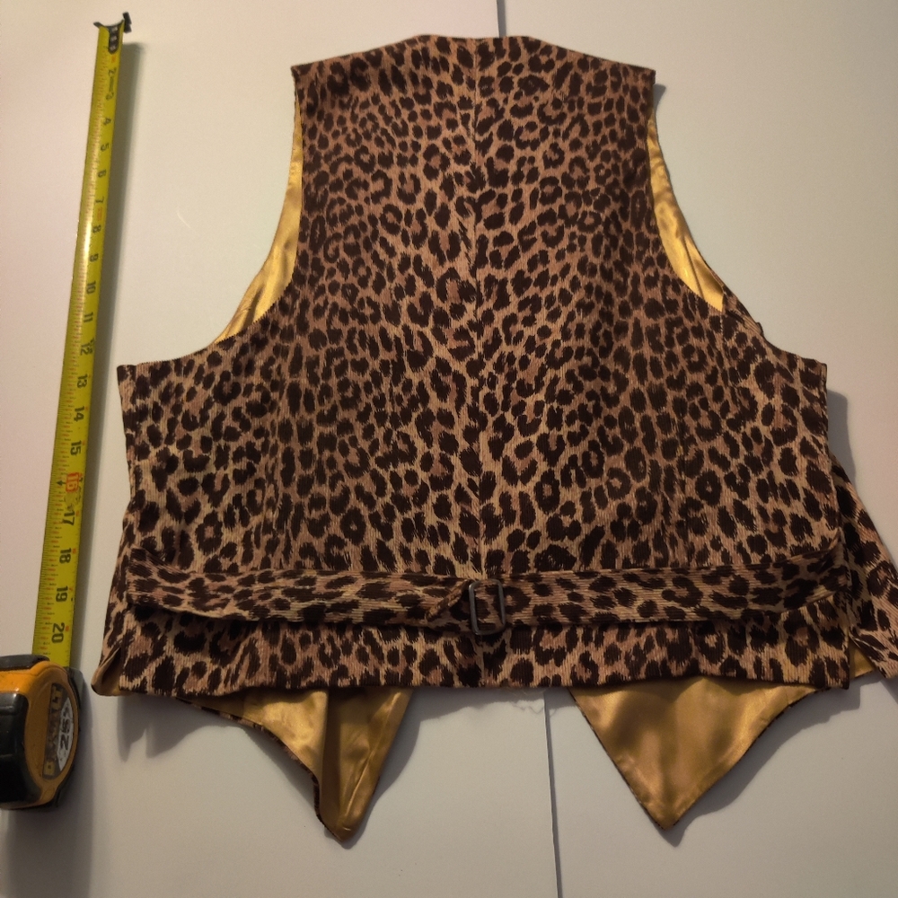Vintage corduroy matching leopard print vest